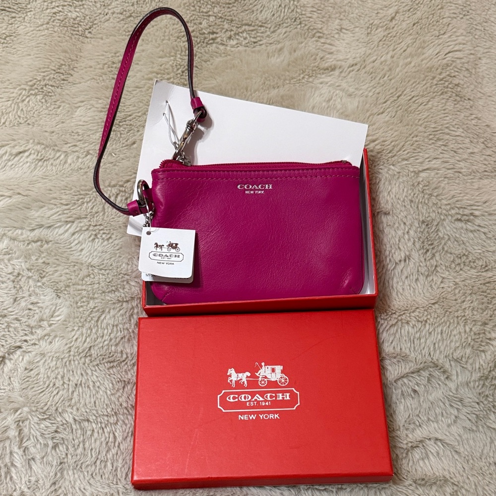 Coach Fuchsia Leather Wristlet